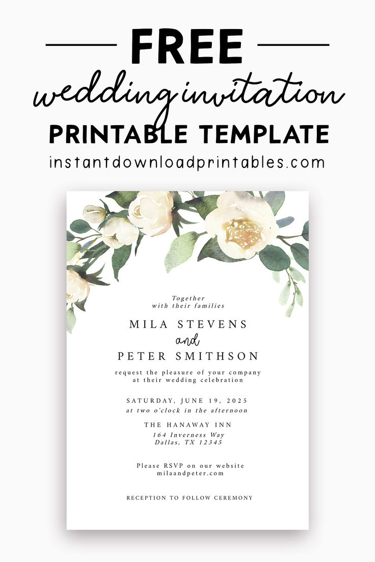 Free Wedding Invitation Templates - Instant Download Printables pertaining to Printable Invitation Templates Free Download