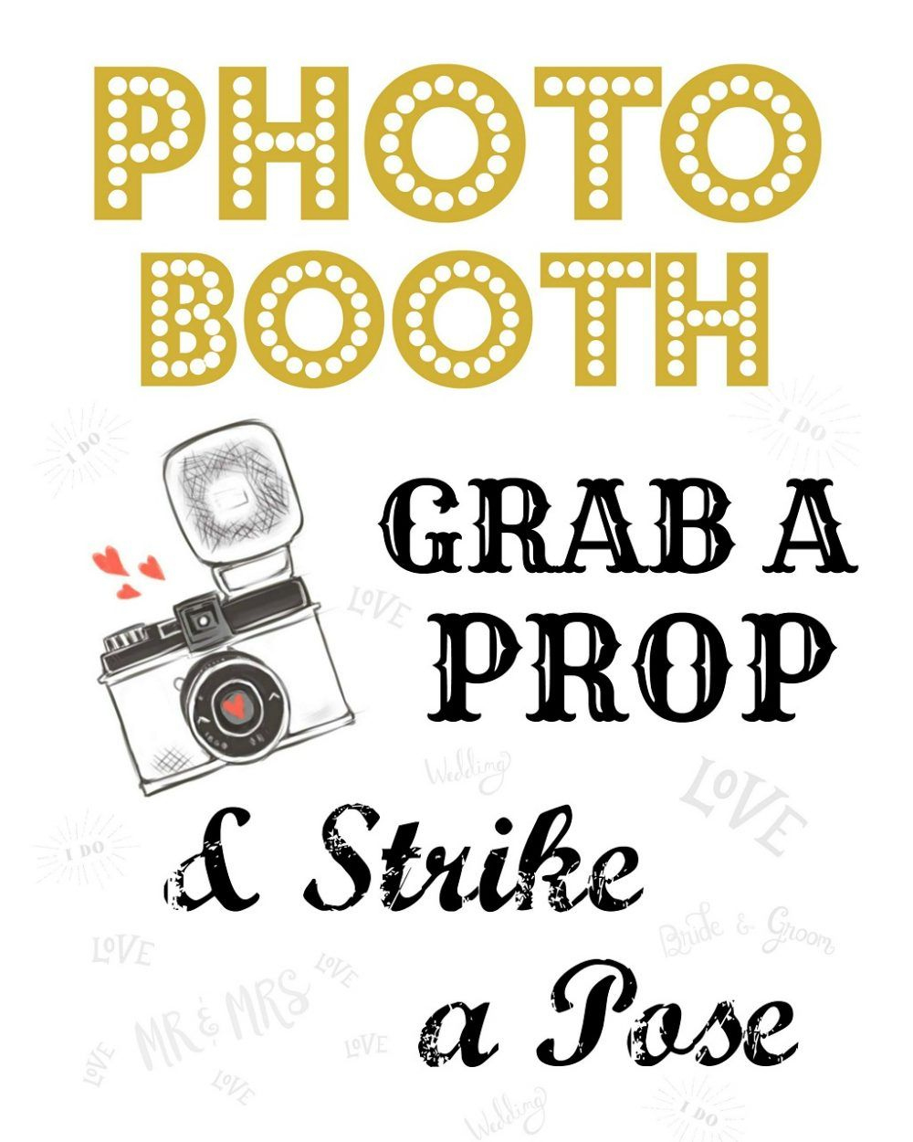 Free Wedding Photo Booth Sign | Scrappy Geek - Worksheets Library with Free Printable Photo Booth Sign