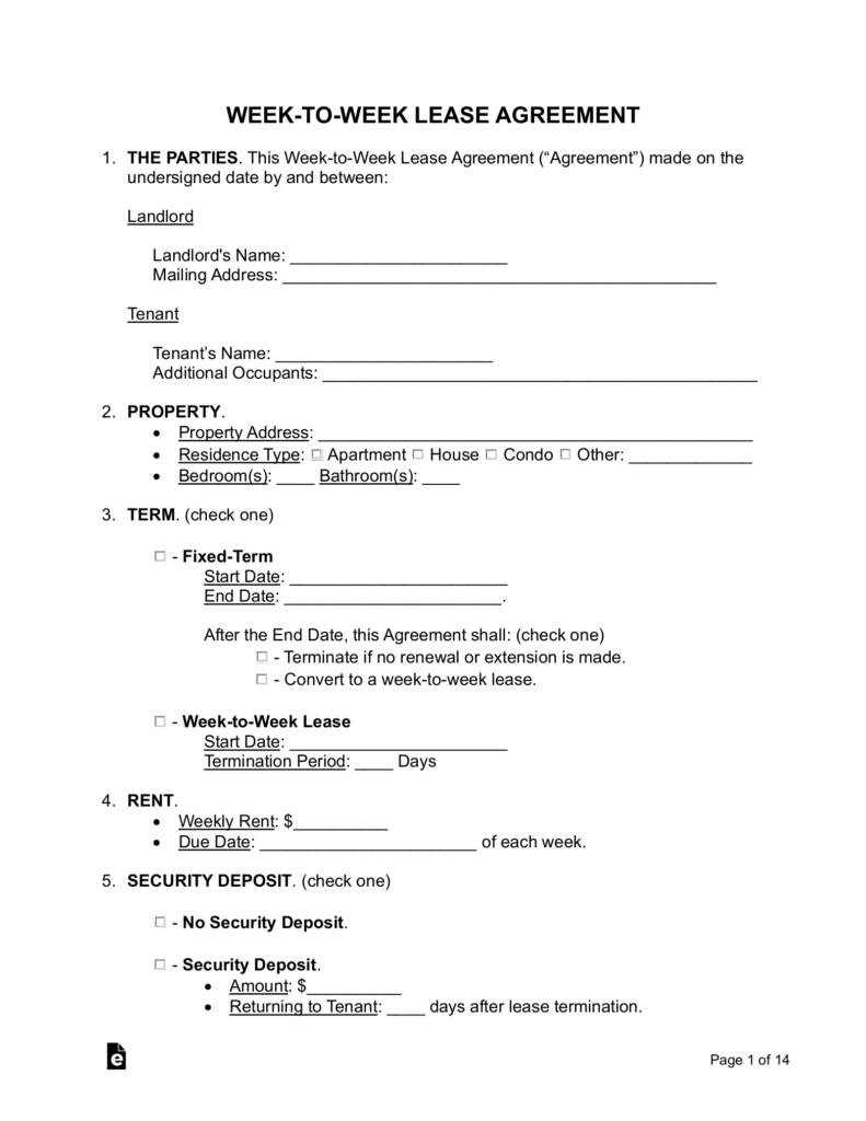 Free Week To Week (Weekly) Lease Agreement Template Pdf | Word Regarding Free Printable Basic Rental Agreement Free Week To Week (Weekly) Lease Agreement Template Pdf | Word Regarding Free Printable Basic Rental Agreement
