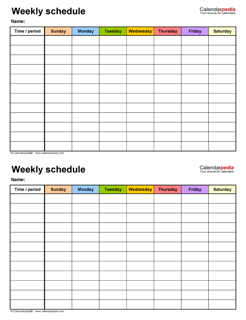 Free Weekly Schedules For Pdf 24 Templates In Free Printable Weekly Work Schedule Free Weekly Schedules For Pdf 24 Templates In Free Printable Weekly Work Schedule