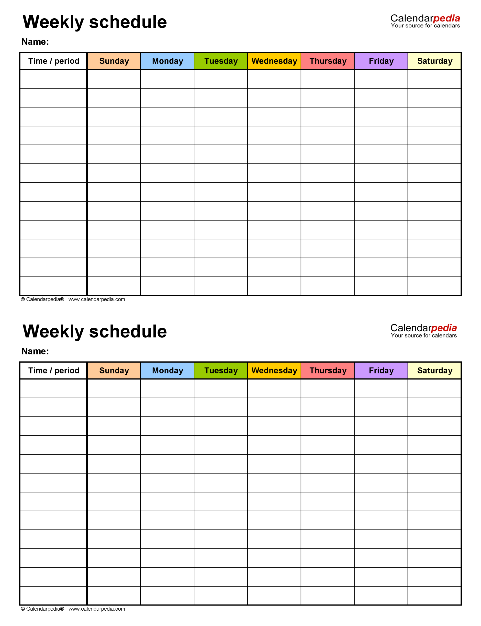 Free Weekly Schedules For Pdf - 24 Templates in Free Printable Weekly Work Schedule