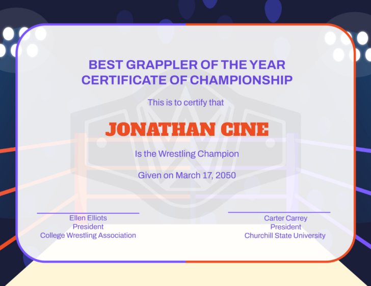 Free Printable Wrestling Certificates