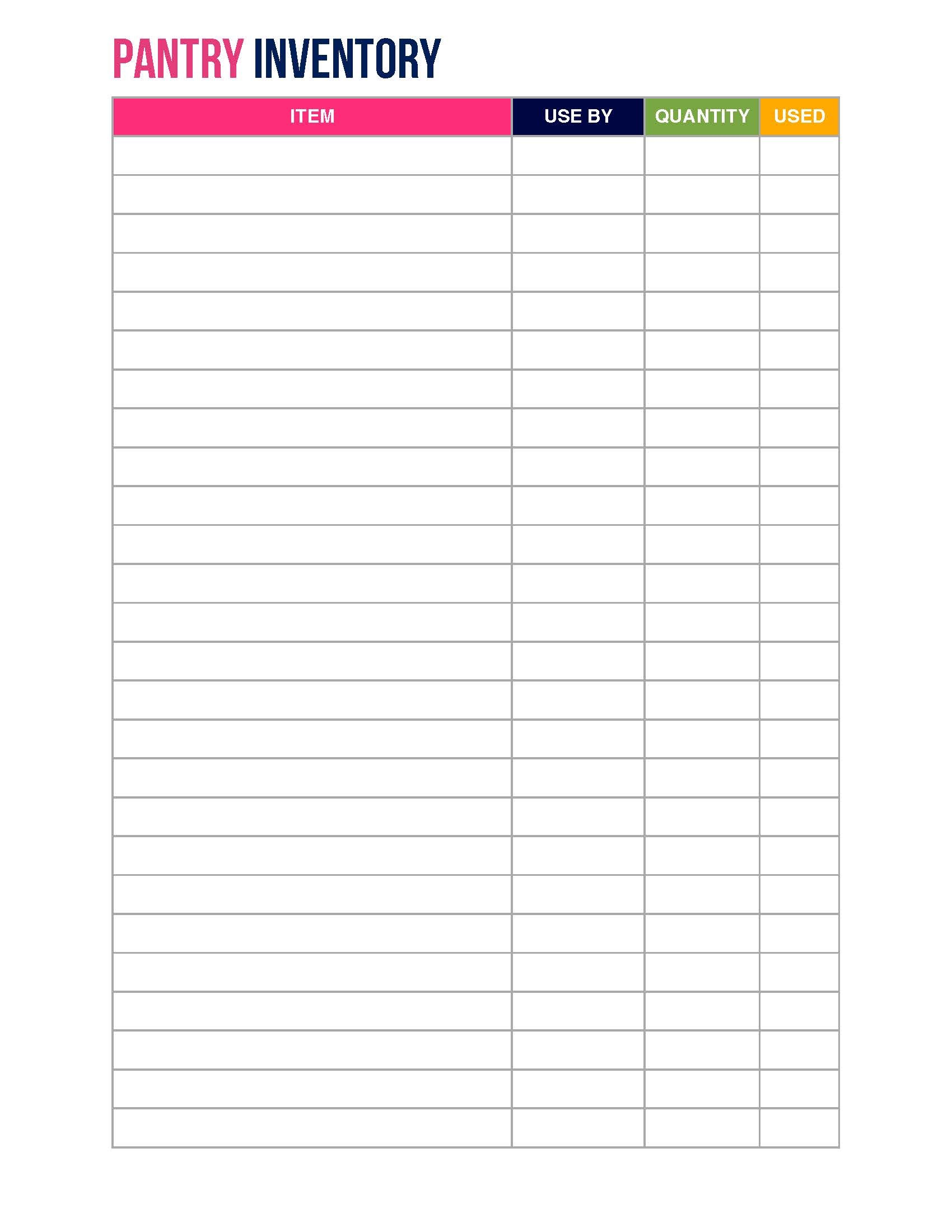 Freezer And Pantry Inventory | Free Printable! - Mother Thyme within Free Printable Inventory Sheets