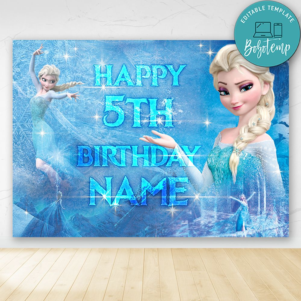 Frozen 2 Birthday Party Banner Backdrop Printable Diy | Bobotemp throughout Frozen Happy Birthday Banner Free Printable