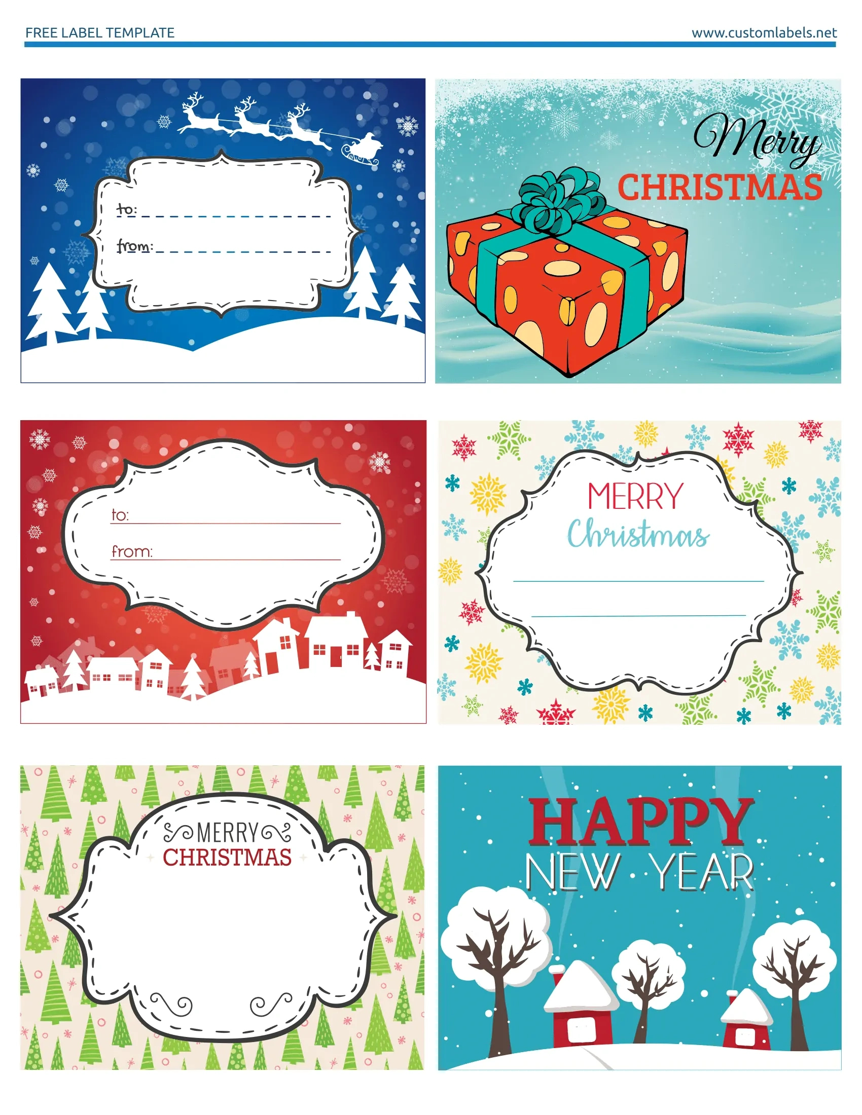 Fun And Colorful Christmas Labels - Free Printables within Christmas Labels Free Printable Templates