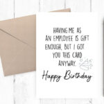 Funny Happy Birthday Boss Card, Printable Only, Boss Birthday Card Intended For Free Printable Funny Boss Day Cards