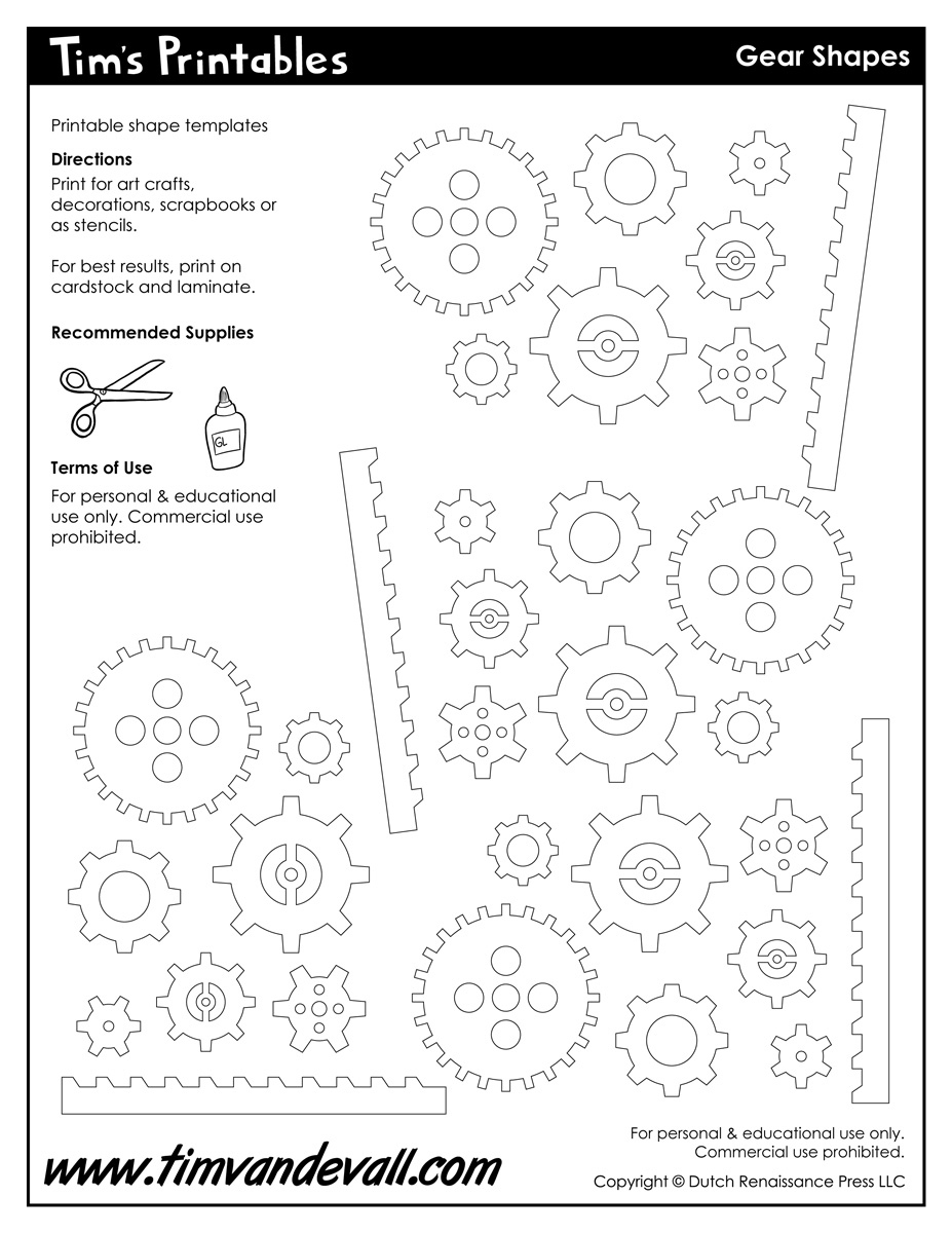 Gear Templates intended for Free Printable Gears