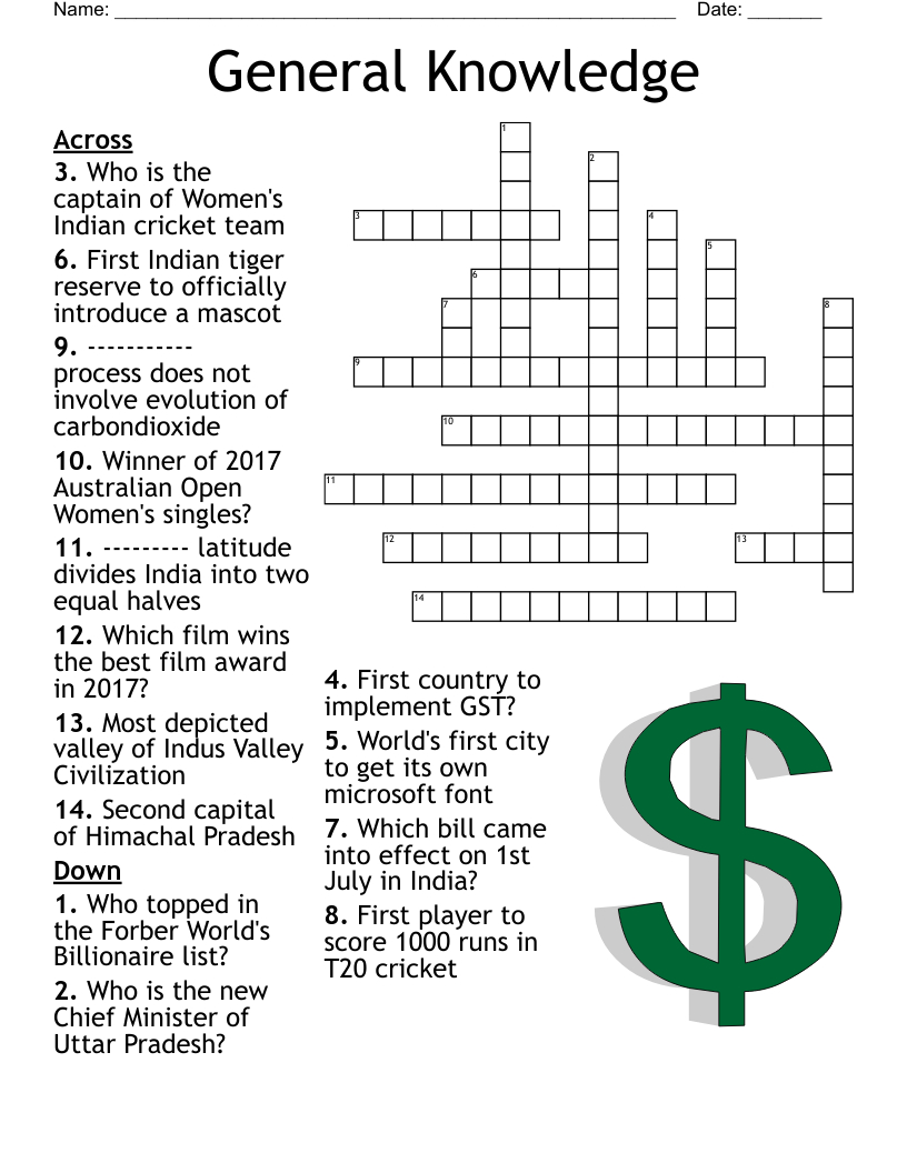 General Knowledge Crossword - Wordmint with regard to Free Printable General Knowledge Crossword Puzzles