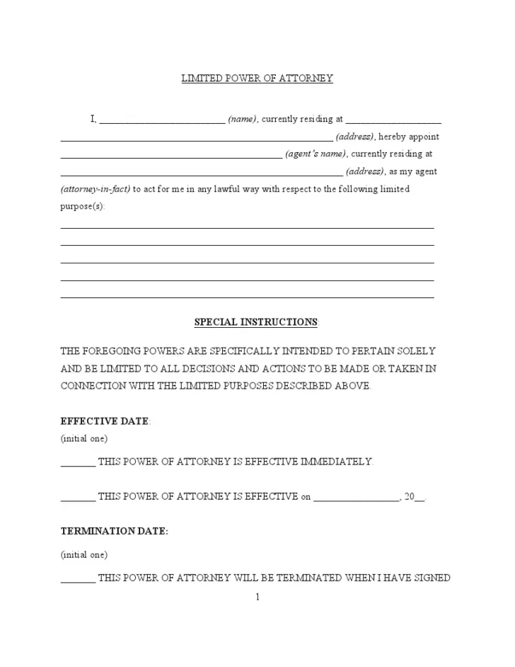 Free Printable Power of Attorney