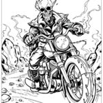 Ghost Rider On A Flaming Motorcycle  2 Coloring Page (Free Pdf&Png In Free Printable Ghost Rider Coloring Pages