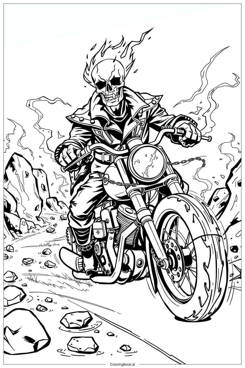 Ghost Rider On A Flaming Motorcycle -2 Coloring Page (Free Pdf&amp;amp;Png in Free Printable Ghost Rider Coloring Pages