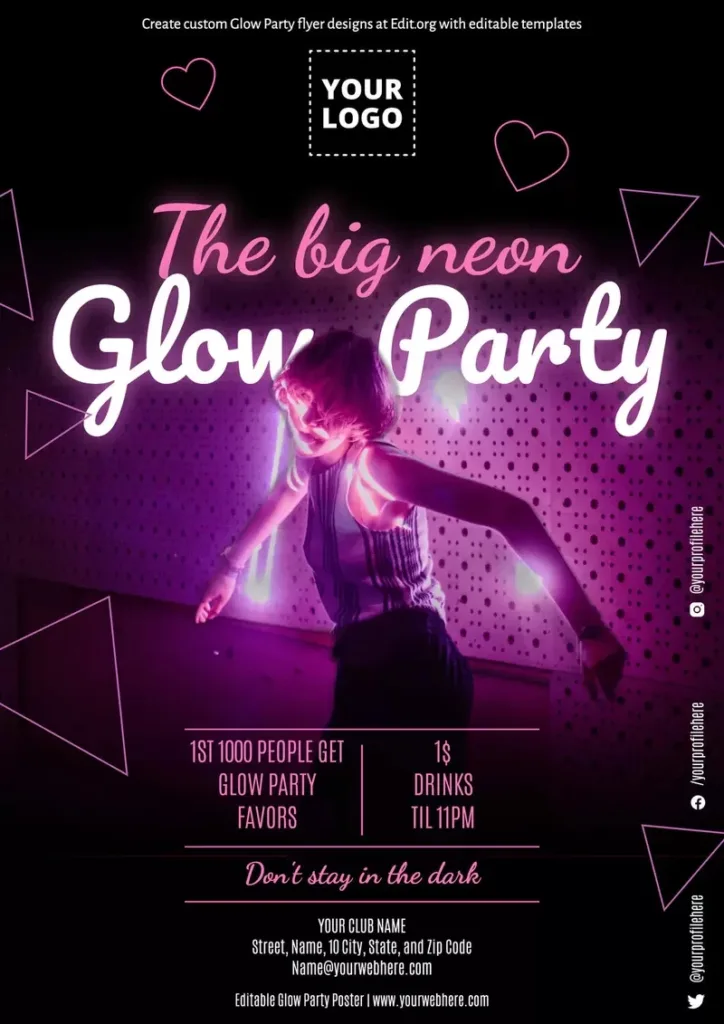 Glow Party Flyer Templates To Customize With Regard To Free Printable Glow In The Dark Birthday Party Invitations Glow Party Flyer Templates To Customize With Regard To Free Printable Glow In The Dark Birthday Party Invitations