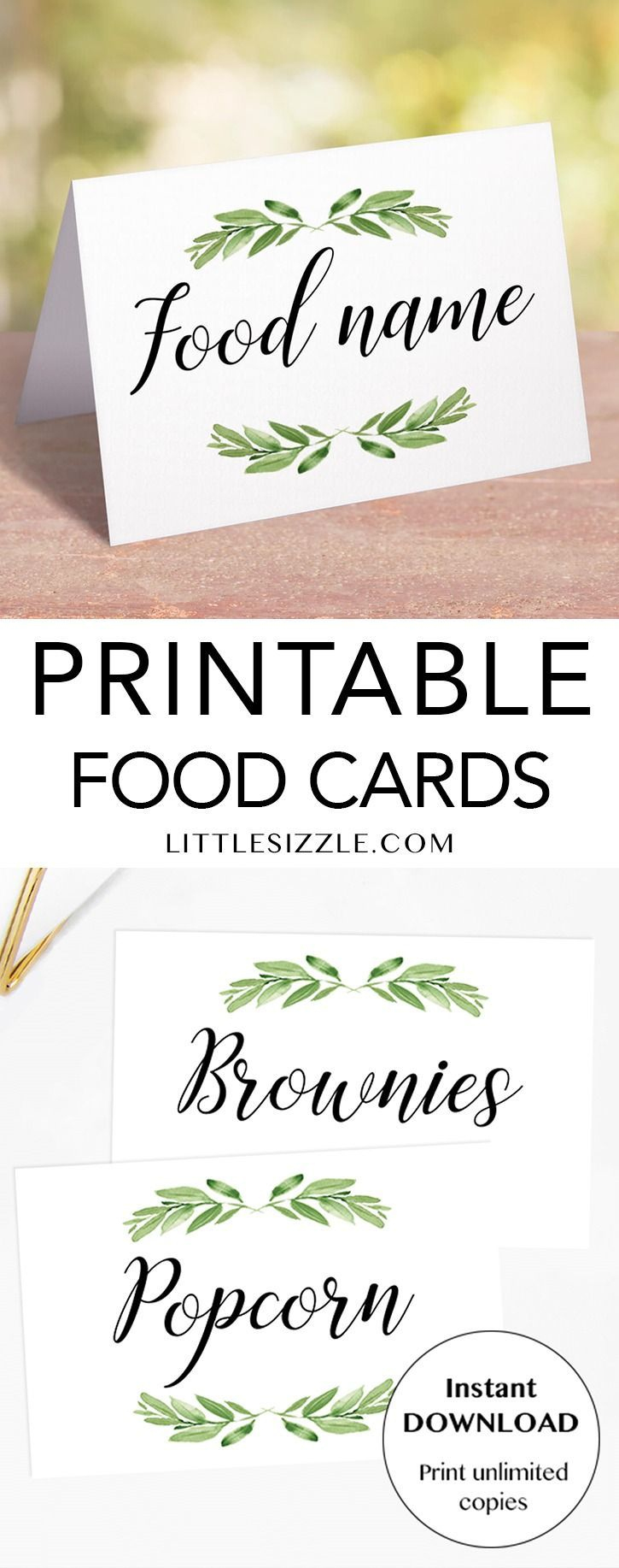 Free Printable Food Tent Cards