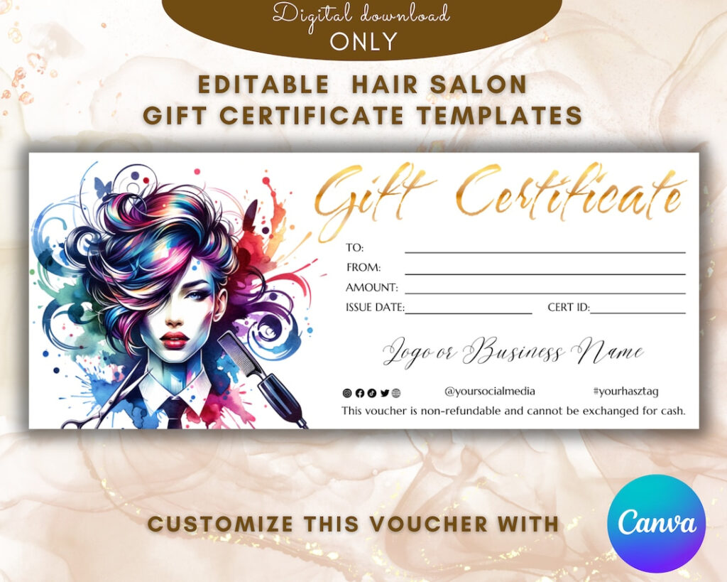 Hair Salon Gift Certificate Template Elegant Hair Stylist Gift With Regard To Free Printable Gift Certificates For Hair Salon