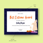 Halloween Costume Award Certificate Template In Illustrator, Psd Pertaining To Best Costume Certificate Printable Free