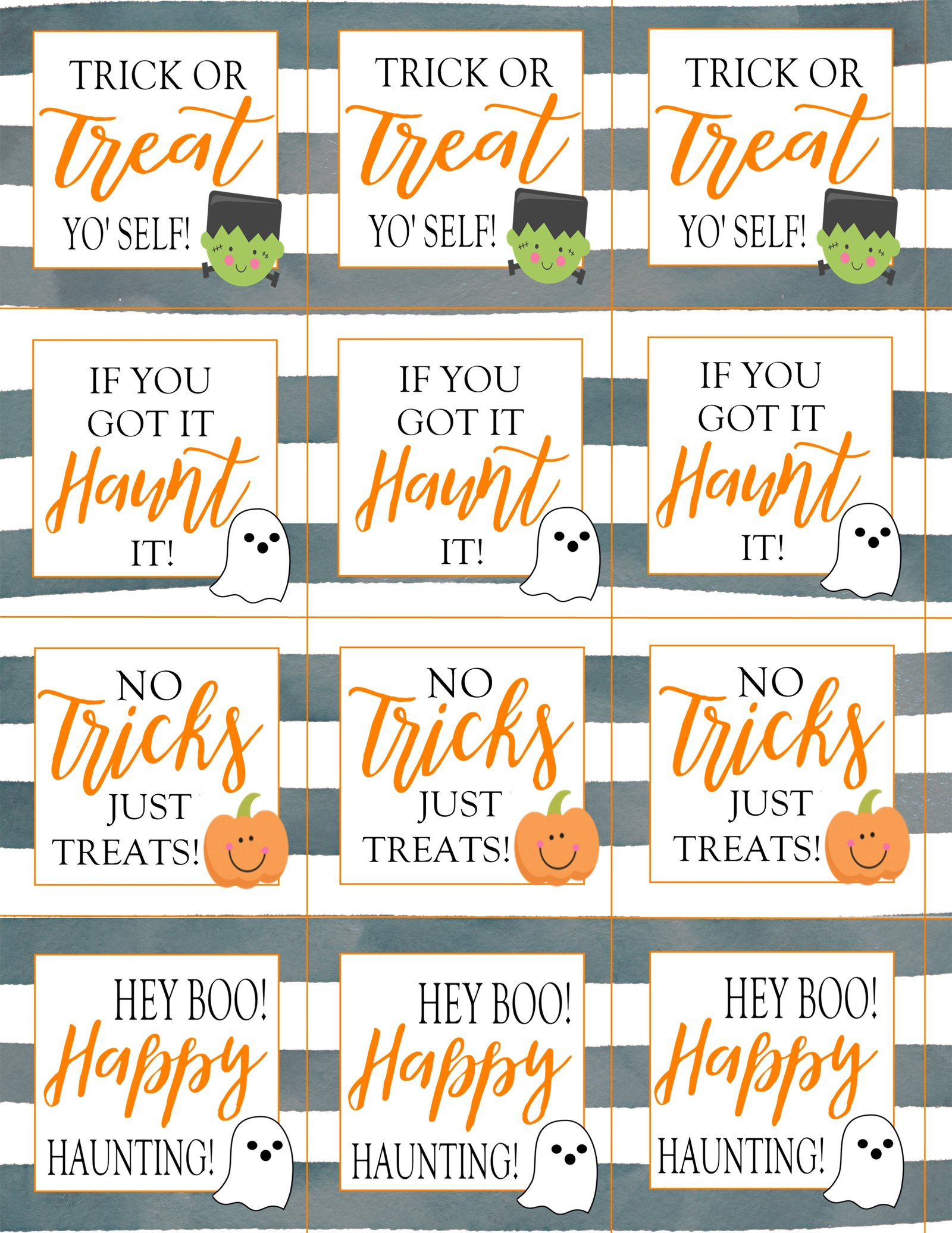 Halloween Treat Tags: 4 Designs inside Free Printable Halloween Tags