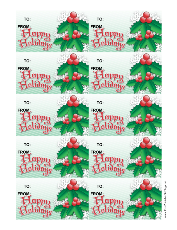 Free Printable Happy Holidays Gift Tags