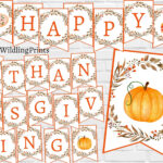 Happy Thanksgiving Banner, Printable Digital Download, Give Thanks Intended For Free Printable Happy Thanksgiving Banner