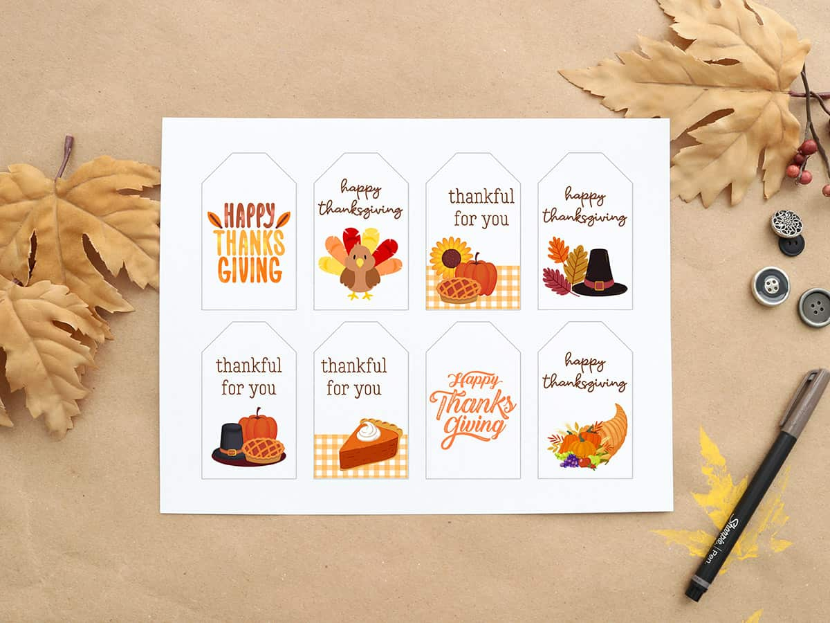 Happy Thanksgiving Gift Tags: 8 Free Printable Tags - Aubree Originals in Thankful For You Free Printable Tags