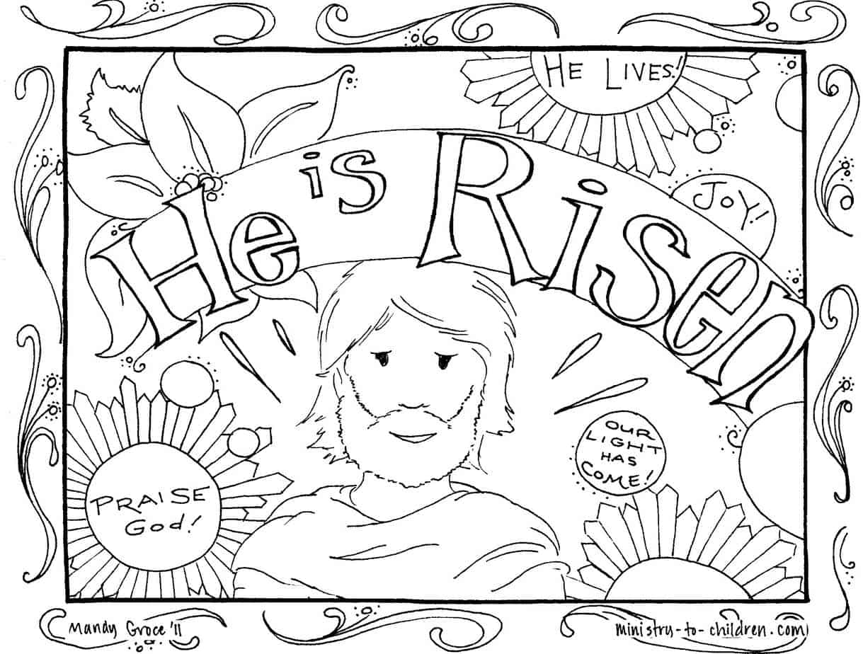 He Is Risen Coloring Pages with regard to Free Printable Sunday School Coloring Pages