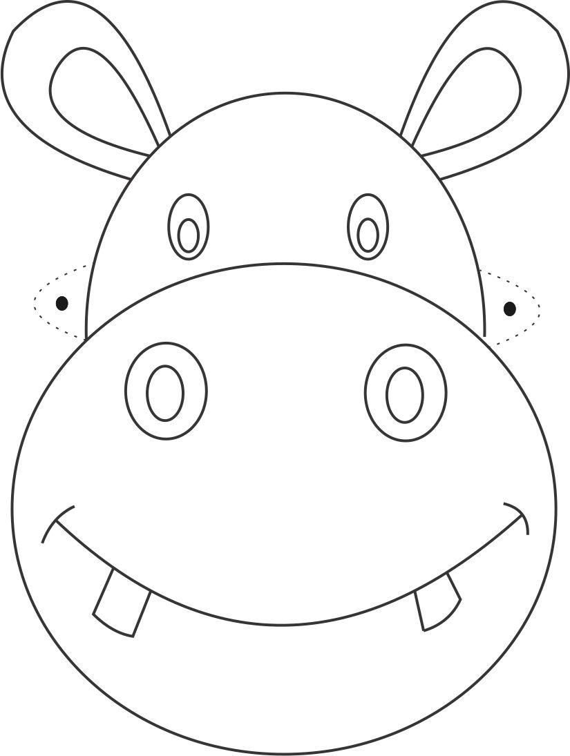 Hippo Mask Printable Coloring Page For Kids throughout Free Printable Hippo Mask