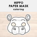 Hippo Paper Mask Printable African Animal Coloring Craft Activity Intended For Free Printable Hippo Mask