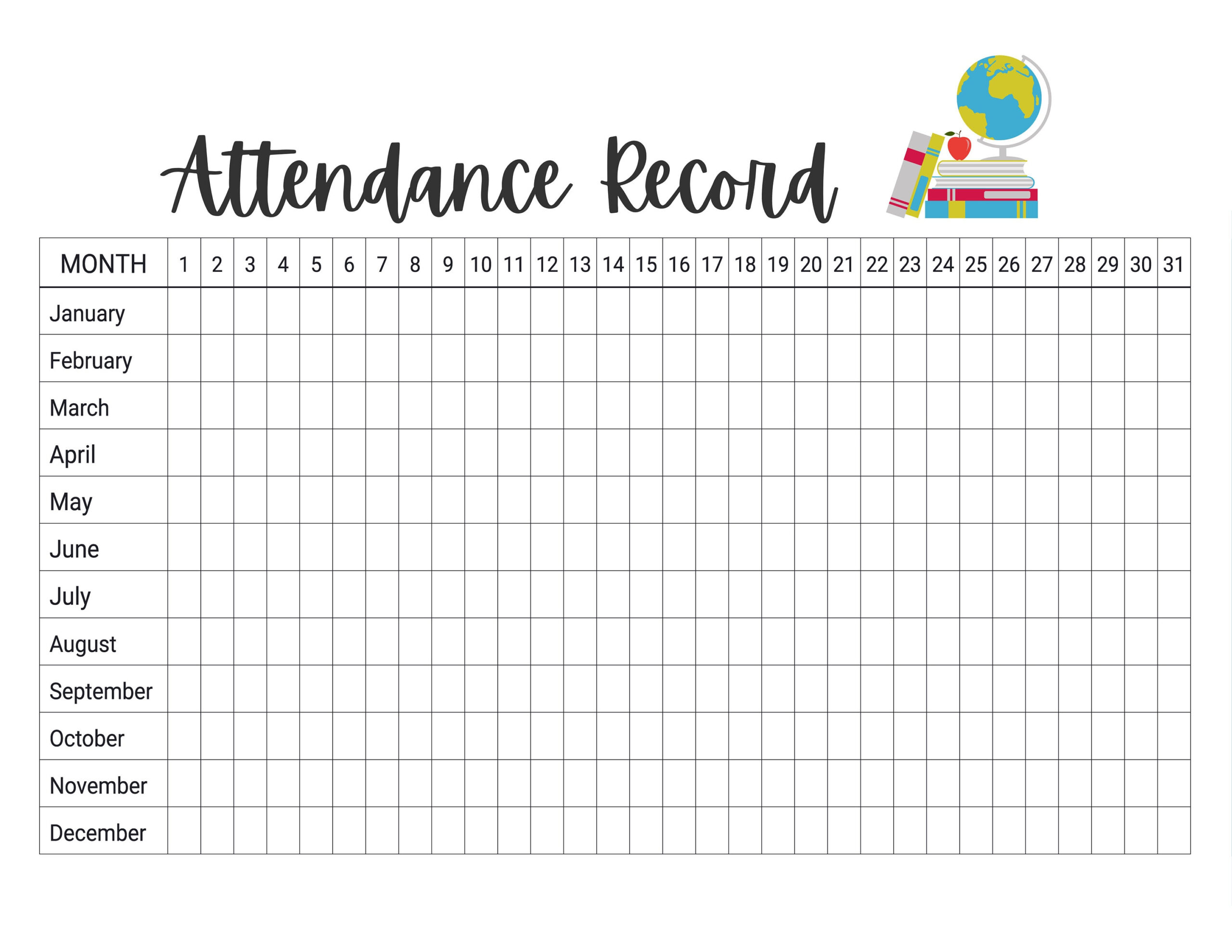 Homeschool Attendance Record Tracker Log Sheet Printable - Etsy pertaining to Free Printable Attendance Sheets For Homeschool