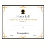 Honors Day Honor Roll Certificate Instant Download Printable Print Within Free Printable Honor Roll Certificates Kids