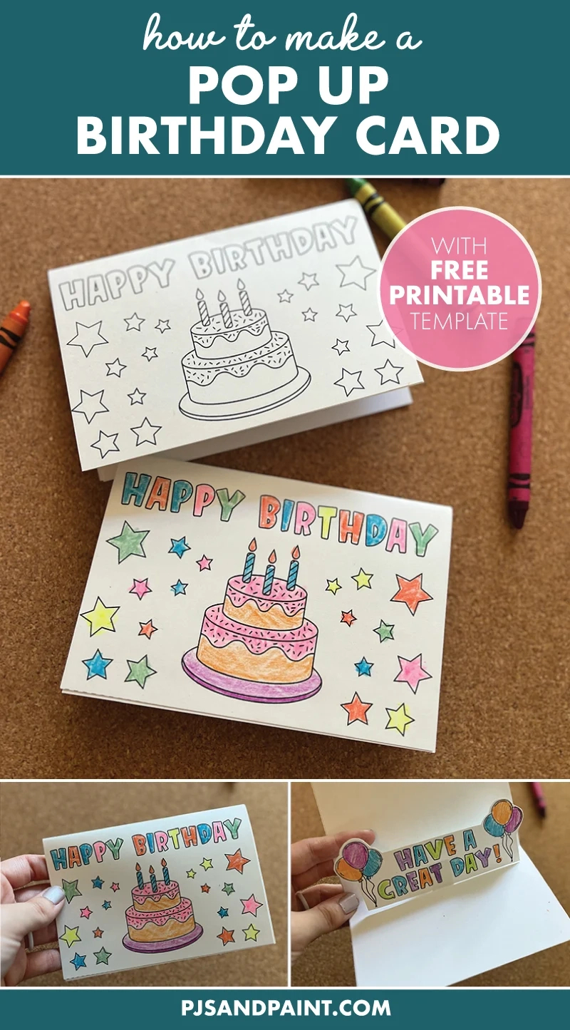 How To Make A Pop Up Birthday Card - Free Printable - Pjs And Paint regarding Free Printable Birthday Pop Up Card Templates
