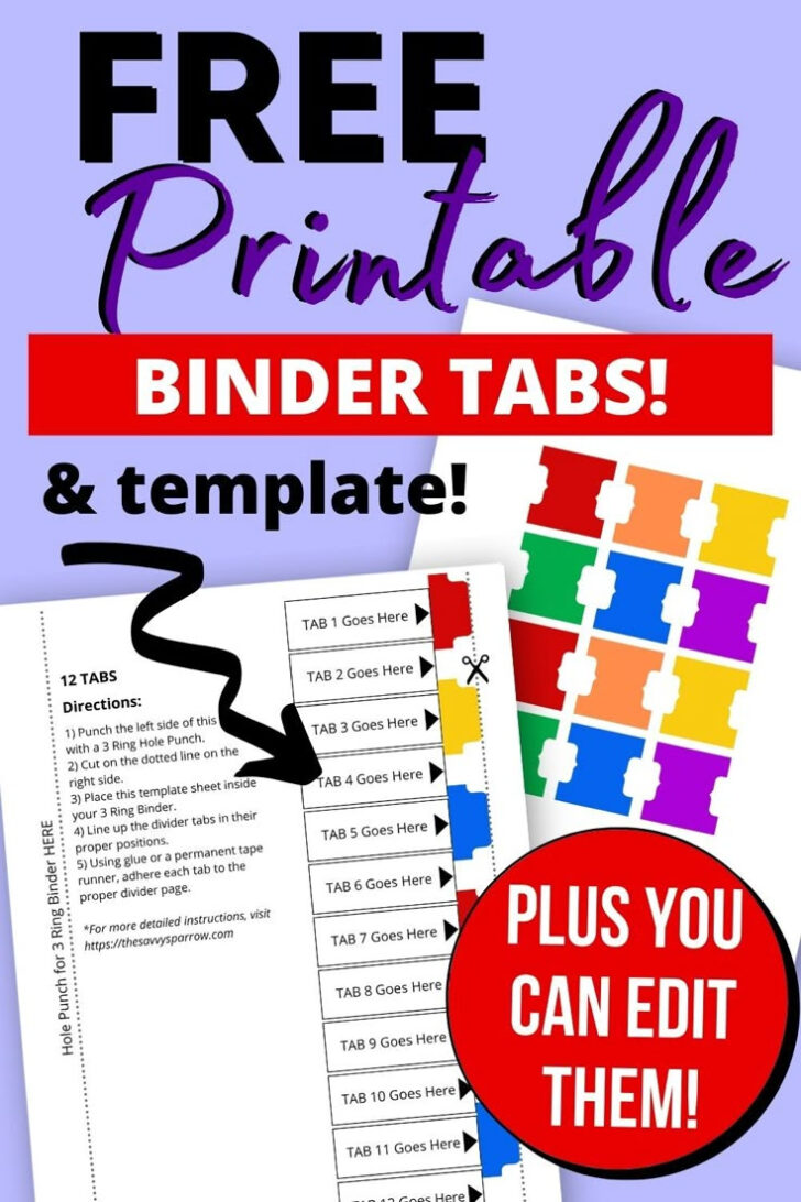 Free Printable Tabs For Binders