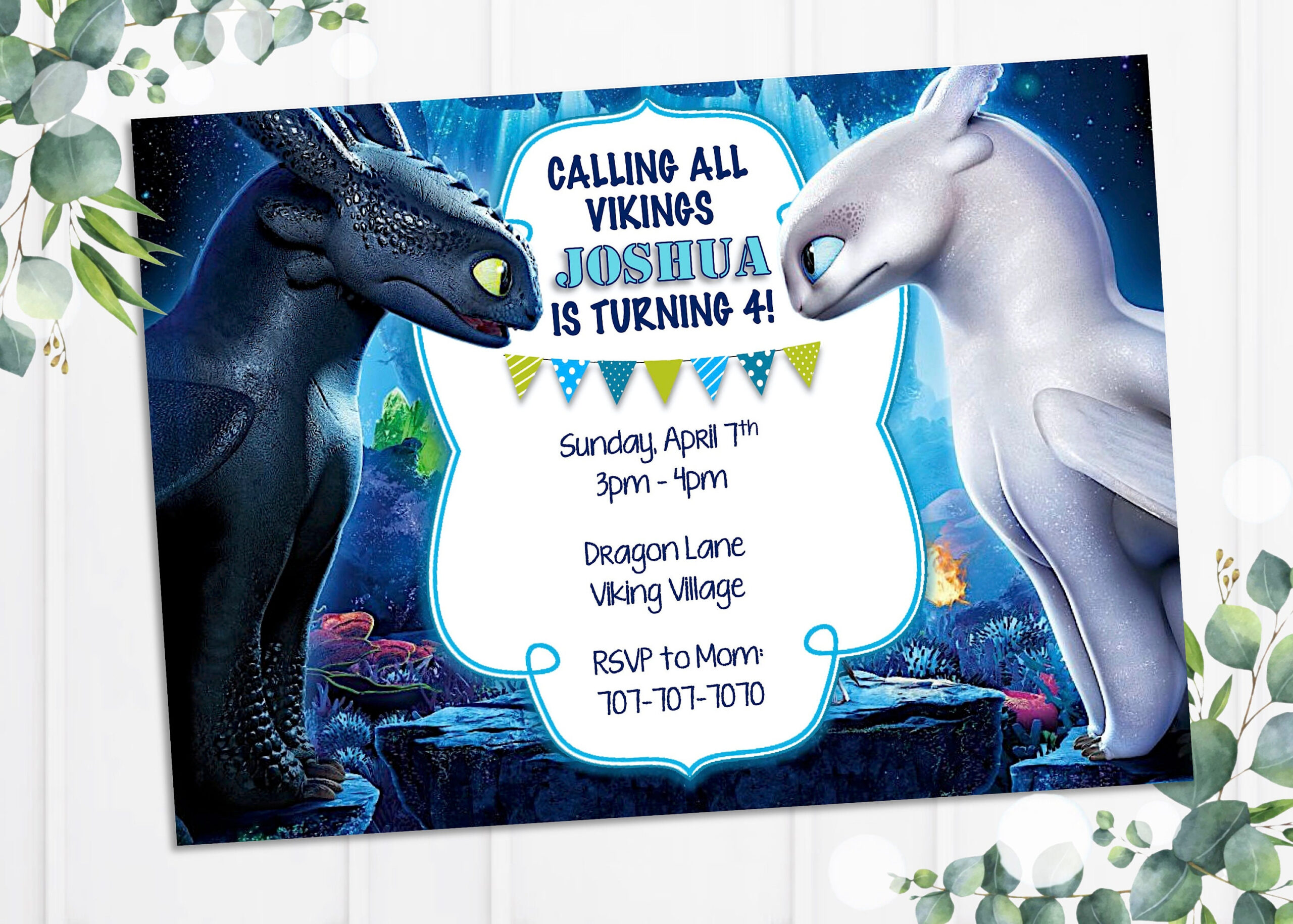 How To Train Your Dragon Invitation, Nightfury &amp;amp; Lightfury, Birthday Invitation intended for How To Train Your Dragon Birthday Invitations Printable Free