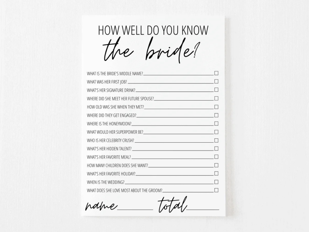 How Well Do You Know The Bride? Free Printable | Modern Moh Regarding How Well Do You Know The Bride Game Free Printable How Well Do You Know The Bride? Free Printable | Modern Moh Regarding How Well Do You Know The Bride Game Free Printable