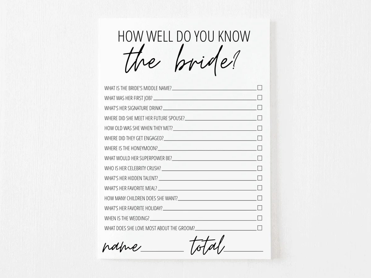 How Well Do You Know The Bride? Free Printable | Modern Moh regarding How Well Do You Know the Bride Game Free Printable