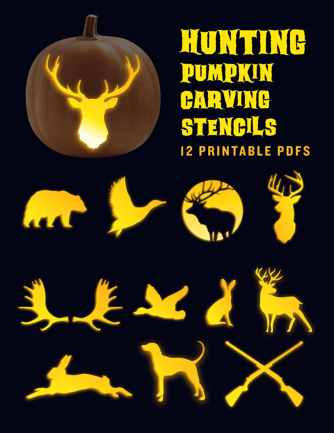 Hunting Pumpkin Carving Pattern | Jack-O-Lantern Stencils For with regard to Free Printable Deer Pumpkin Stencils