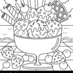 Ice Cream On The Beach Summer Coloring Page Vector Image Throughout Ice Cream Color Pages Printable Free
