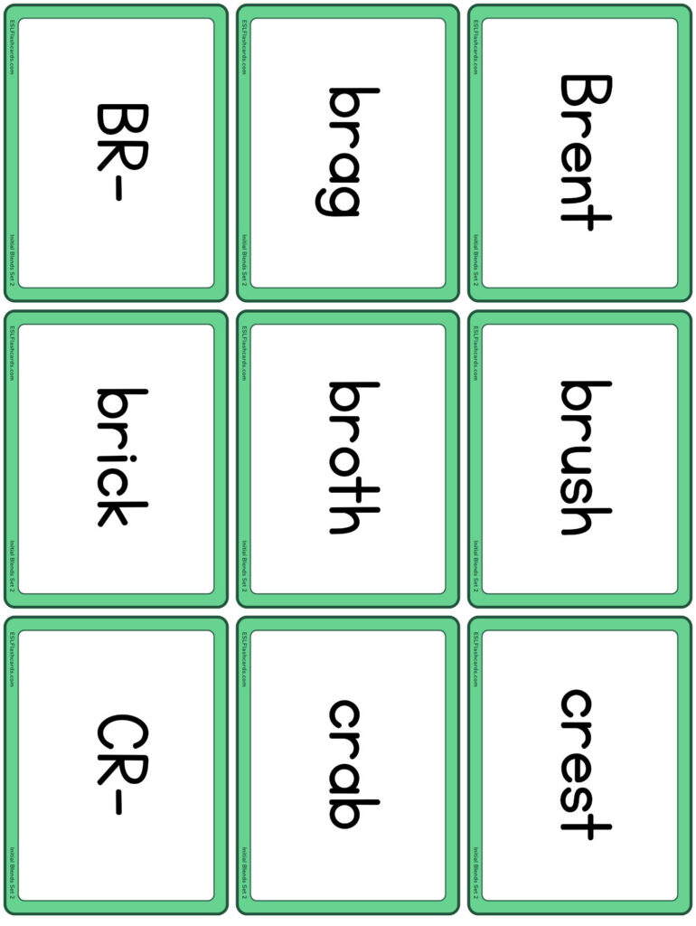 Initial Consonant Blends – Esl Flashcards In Free Printable Blending Cards Initial Consonant Blends – Esl Flashcards In Free Printable Blending Cards