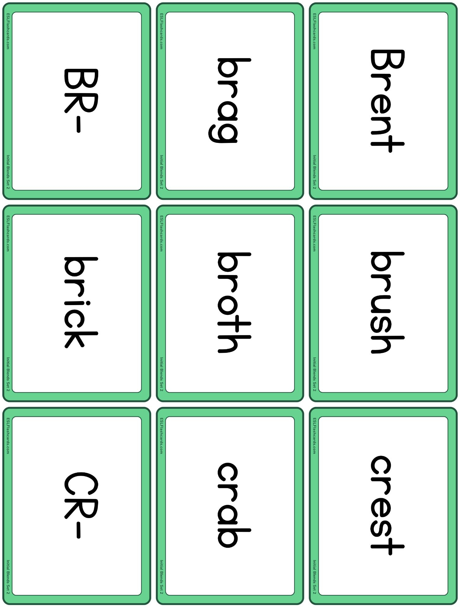 Initial Consonant Blends – Esl Flashcards in Free Printable Blending Cards