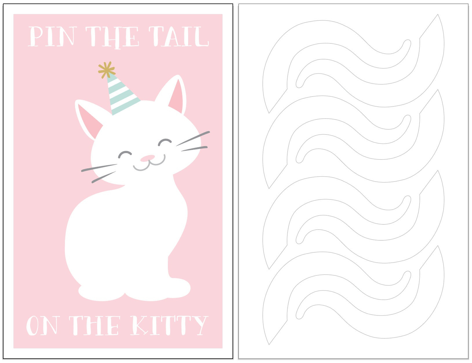 Instant Download - Pin The Tail On The Kitty Cat Birthday Party intended for Free Printable Pin the Tail on the Cat