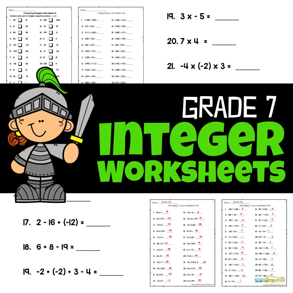 Integers Worksheets For Grade 7 Math with regard to Free Printable Integer Worksheets Grade 7
