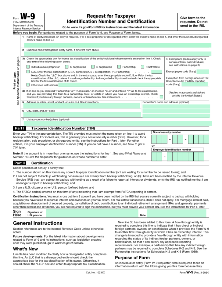 Free Printable W 9 Form