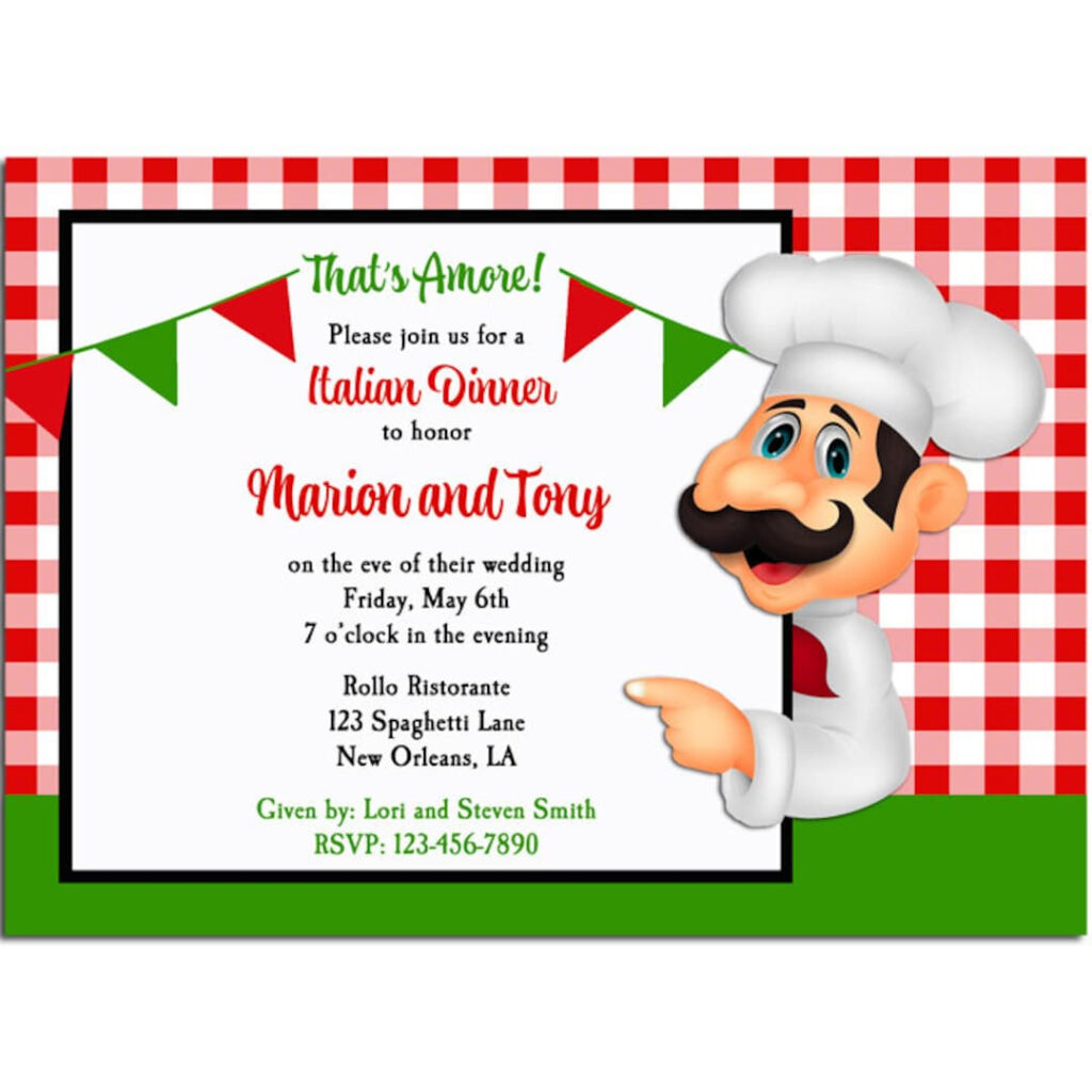 Italian Party Invitation Printable Or Printed With Free Shipping   Pizza  Pasta Italian Rehearsal Dinner Party   Italian Waiter Collection   Etsy With Regard To Free Printable Italian Dinner Invitations