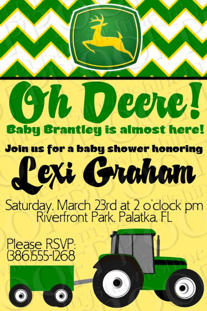 John Deere Baby Invitations | John Deere Baby Shower Invitation With Regard To Free Printable John Deere Baby Shower Invitations