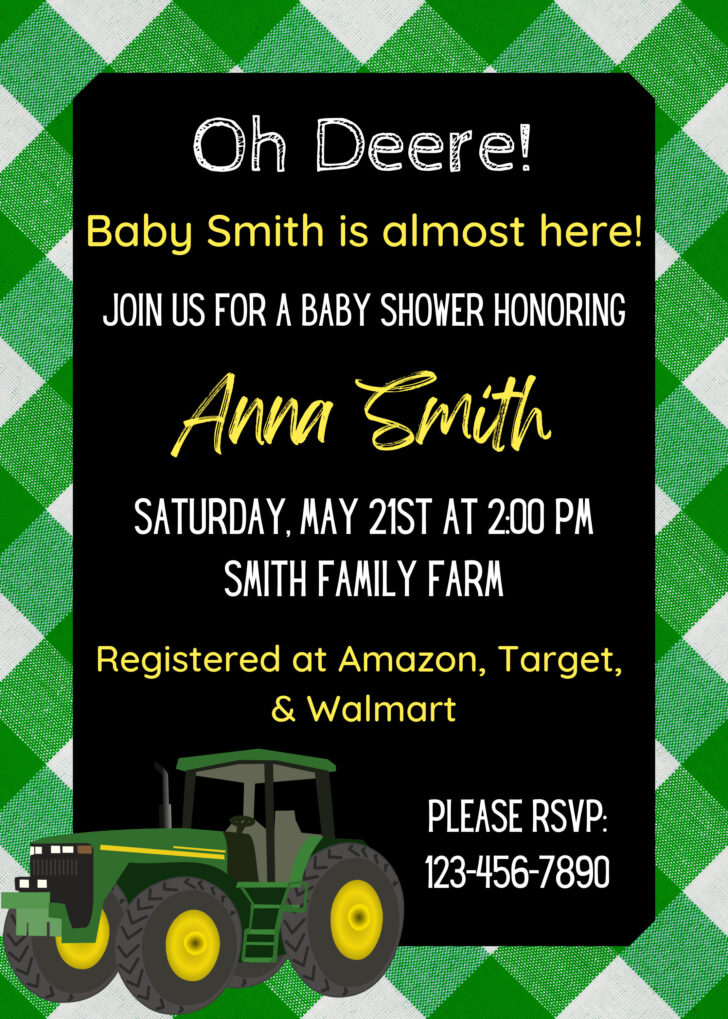Free Printable John Deere Baby Shower Invitations