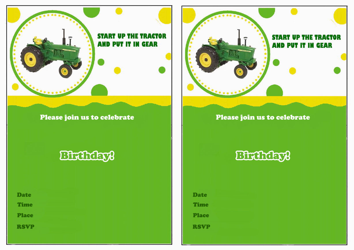 John Deere Birthday Invitations – Birthday Printable with regard to Free Printable John Deere Birthday Invitations