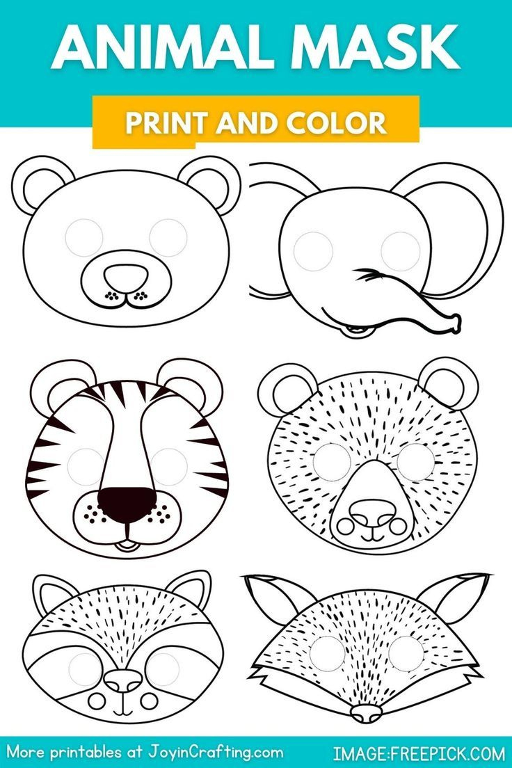Jungle Animal Mask Printable Coloring Page within Animal Face Masks Printable Free