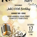 Karaoke Birthday Party Invitation, Golden Microphone Karaoke Party For Free Printable Karaoke Party Invitations