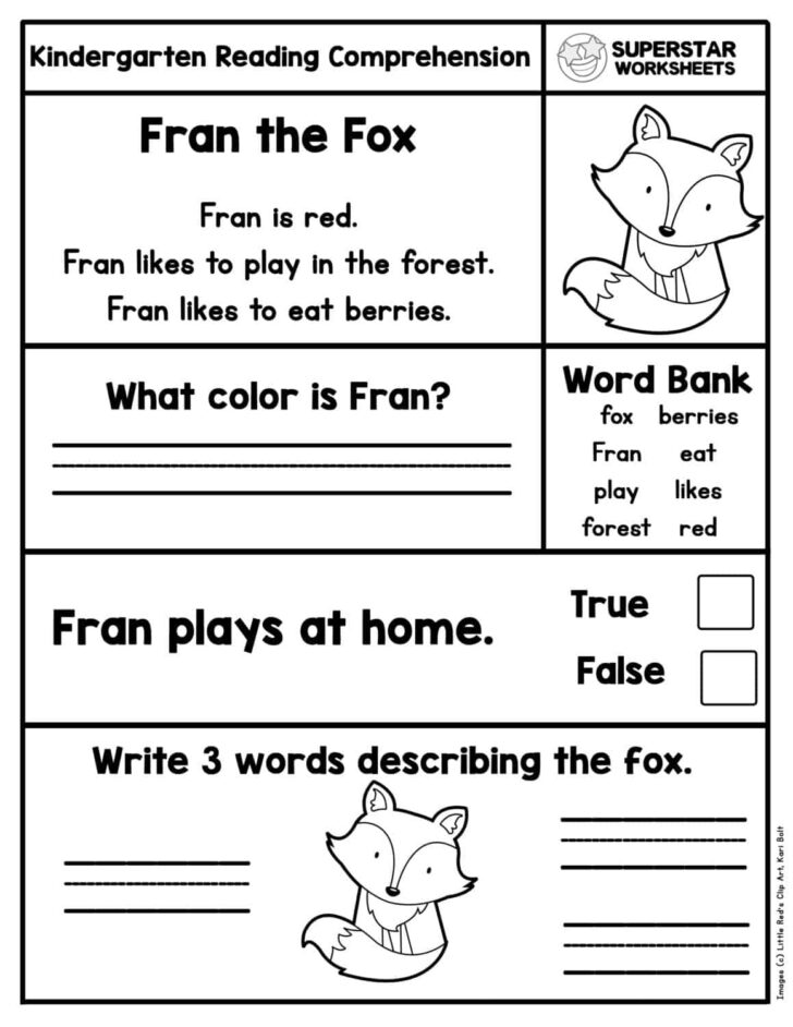 Free Printable English Reading Worksheets For Kindergarten