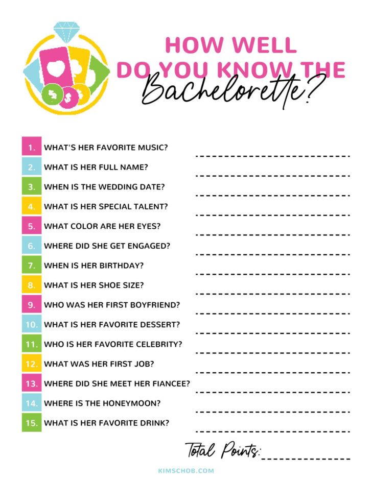 Free Printable Bachelorette Party Games