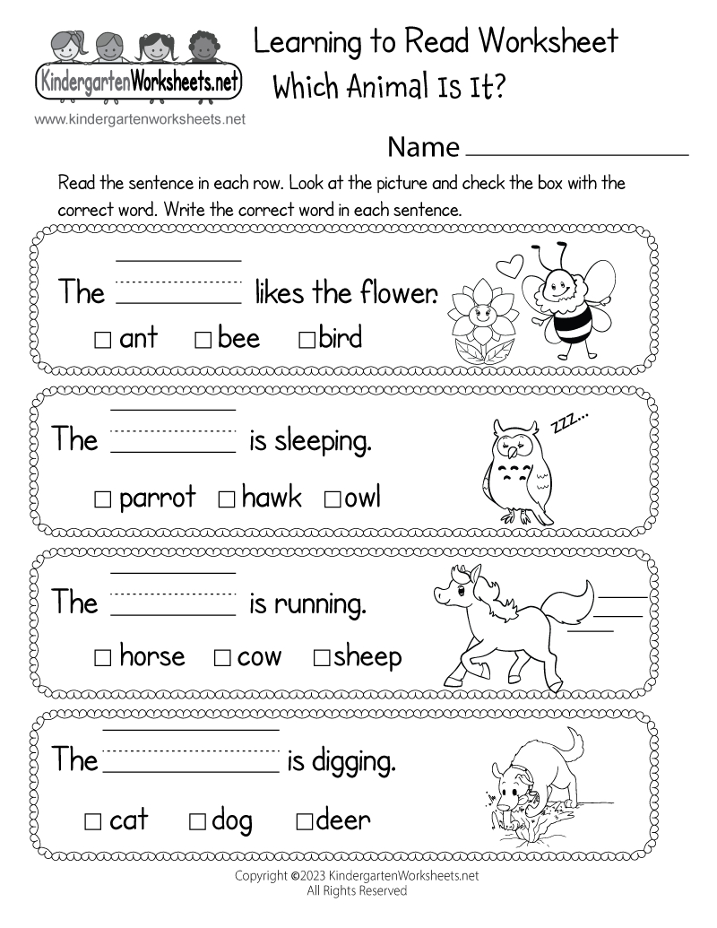 Learning To Read Worksheet - Free Printable, Digital, &amp;amp; Pdf regarding Free Printable English Reading Worksheets For Kindergarten