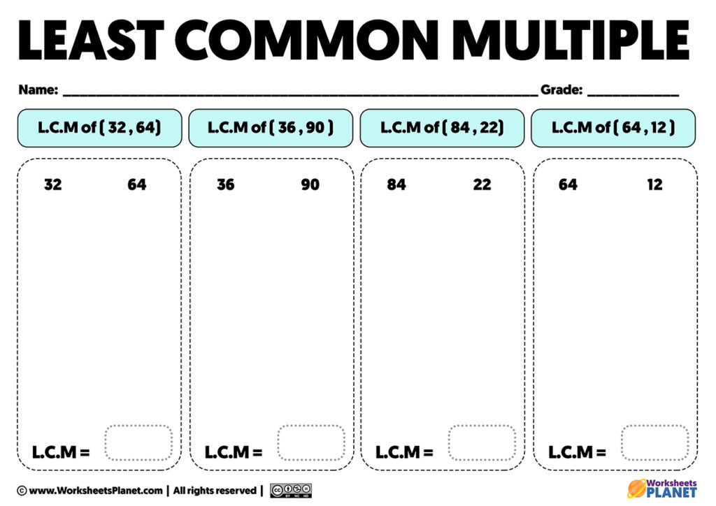 Least Common Multiple Exercises | L.c.m Worksheets With Regard To Free Printable Lcm Worksheets